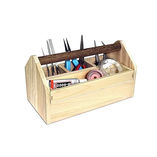 Ikee Design Small Natural Wood Color Wooden Craft Tool Box