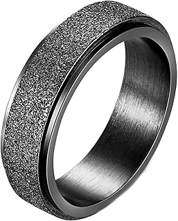 Anillos de pareja personalizados, anillo de acero inoxidable para mujer, sin piedras preciosas, plata, tamaño 62 (19,7) 0,6 mm, cinta mate giratoria ajustable para mujer aniversario