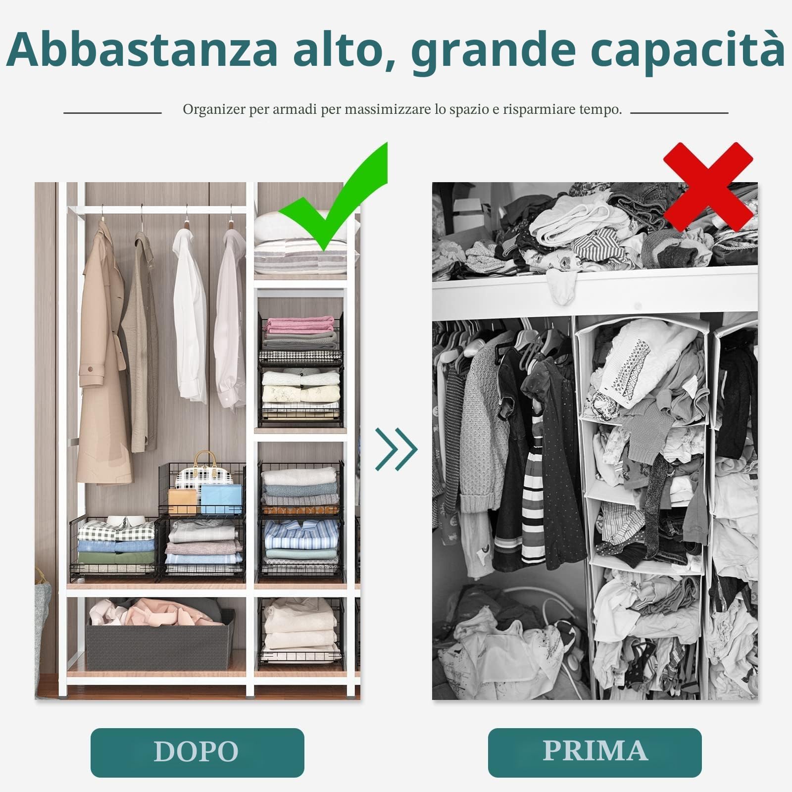 Set di 3 Cassetti per Armadio Interno Organizer Armadio Rigido Cassettiera Armadio Interna Impilabili Pieghevoli Acciaio Inossidabile