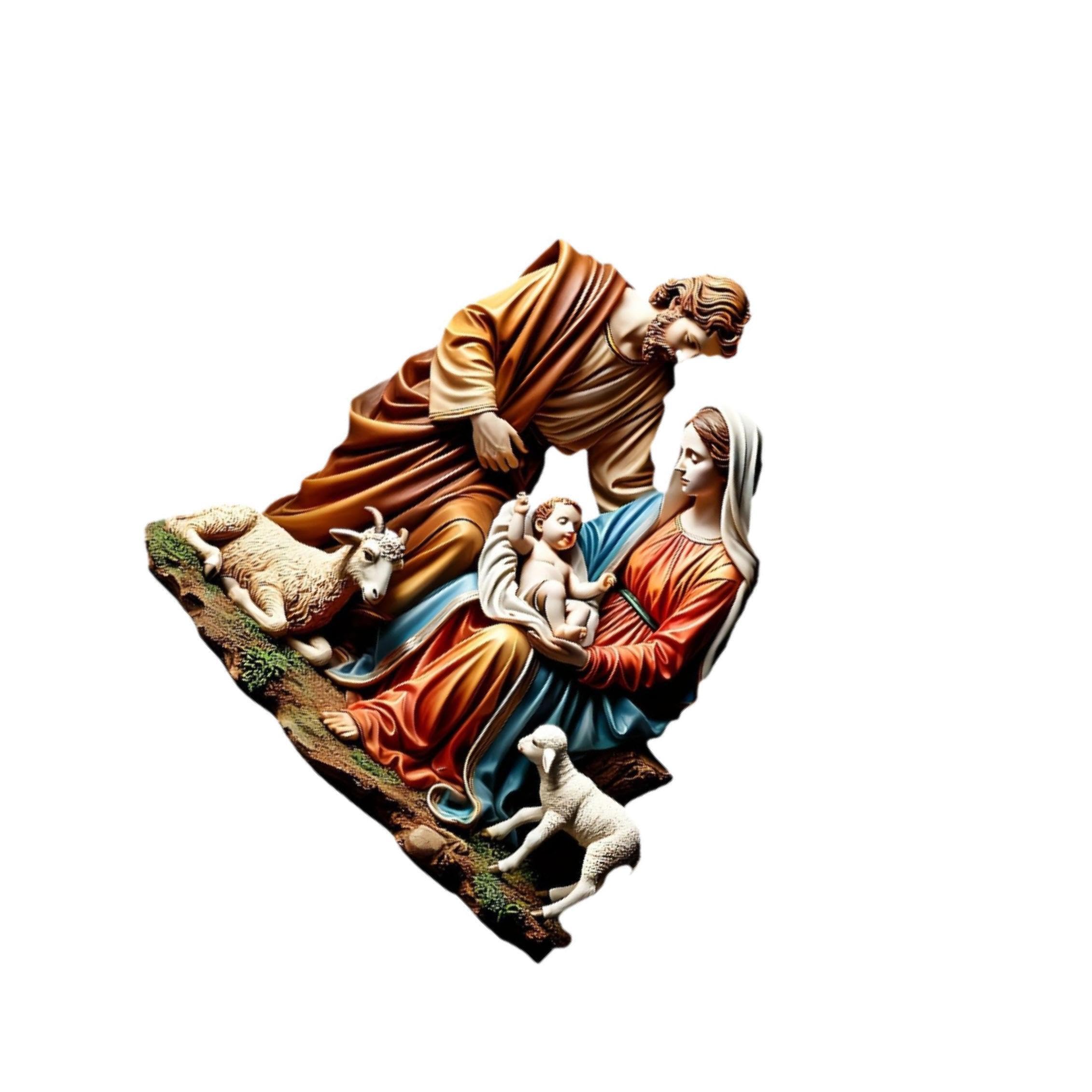 QIXCXAZ Christmas Nativity Figurines Jesus Statue Acrylic Stunning Lifelike Detail Fine Artistry Personalization And Home Decor Collectible Figures Souvenirs Virgin Mary Jesus