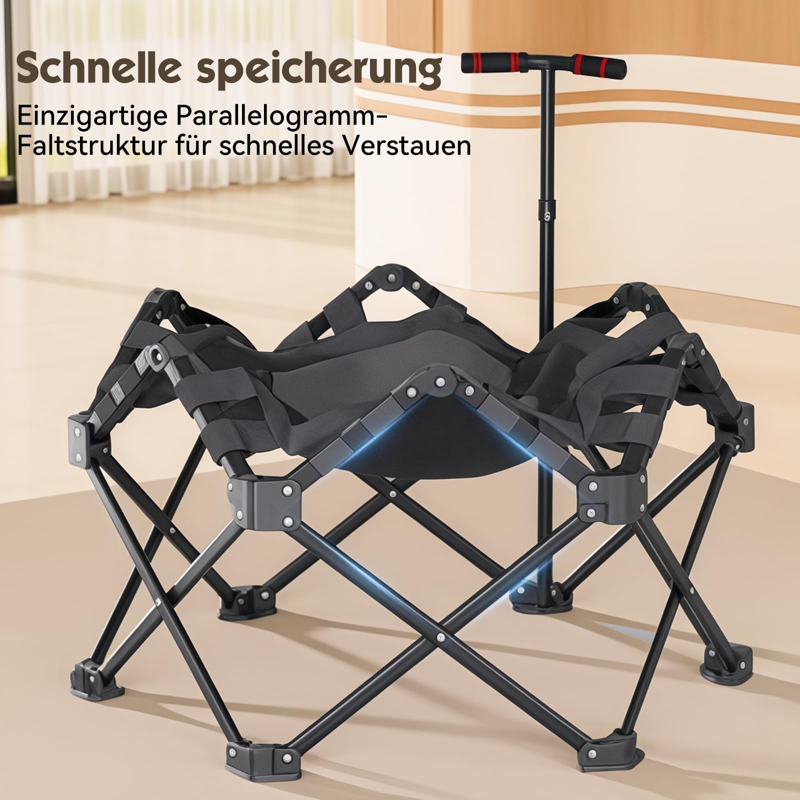 Fitness Trampolin Indoor Klappbar mit Verstellbarem Griff – Stabiler und Leiser Rebounder für Kinder und Erwachsene, Statische Belastungsgrenze 600kg, 106cm Diameter, 113cm Hoch