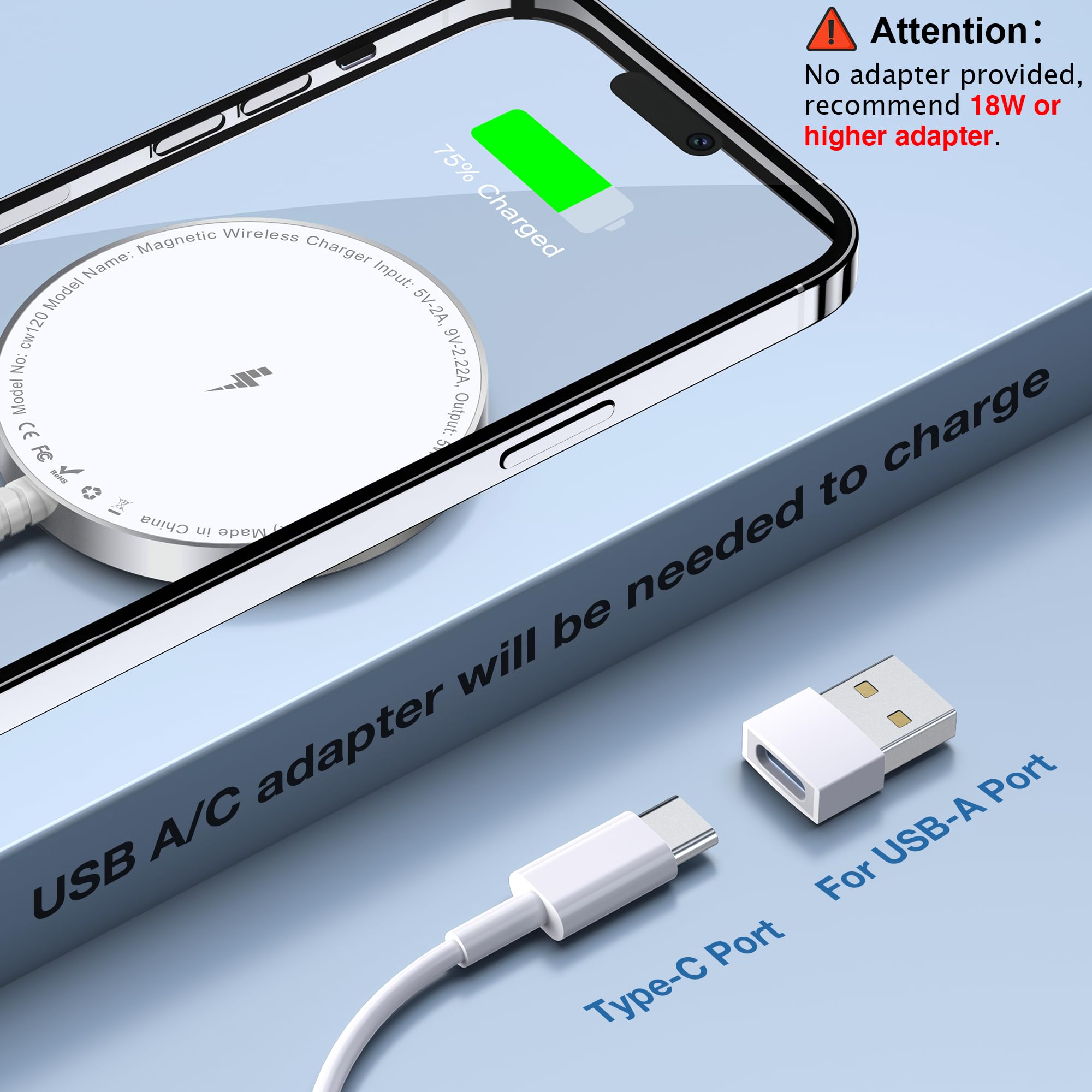 Magnetyczne ładowarka do stacji ładującej kompatybilna z Phone 17 16 15 14 13 12 (1PCS Biały)