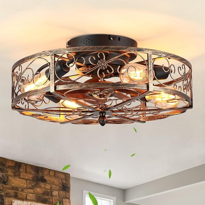 Ventilador de Techo 20'' Con Luz y Control Remoto, 6 Velocid