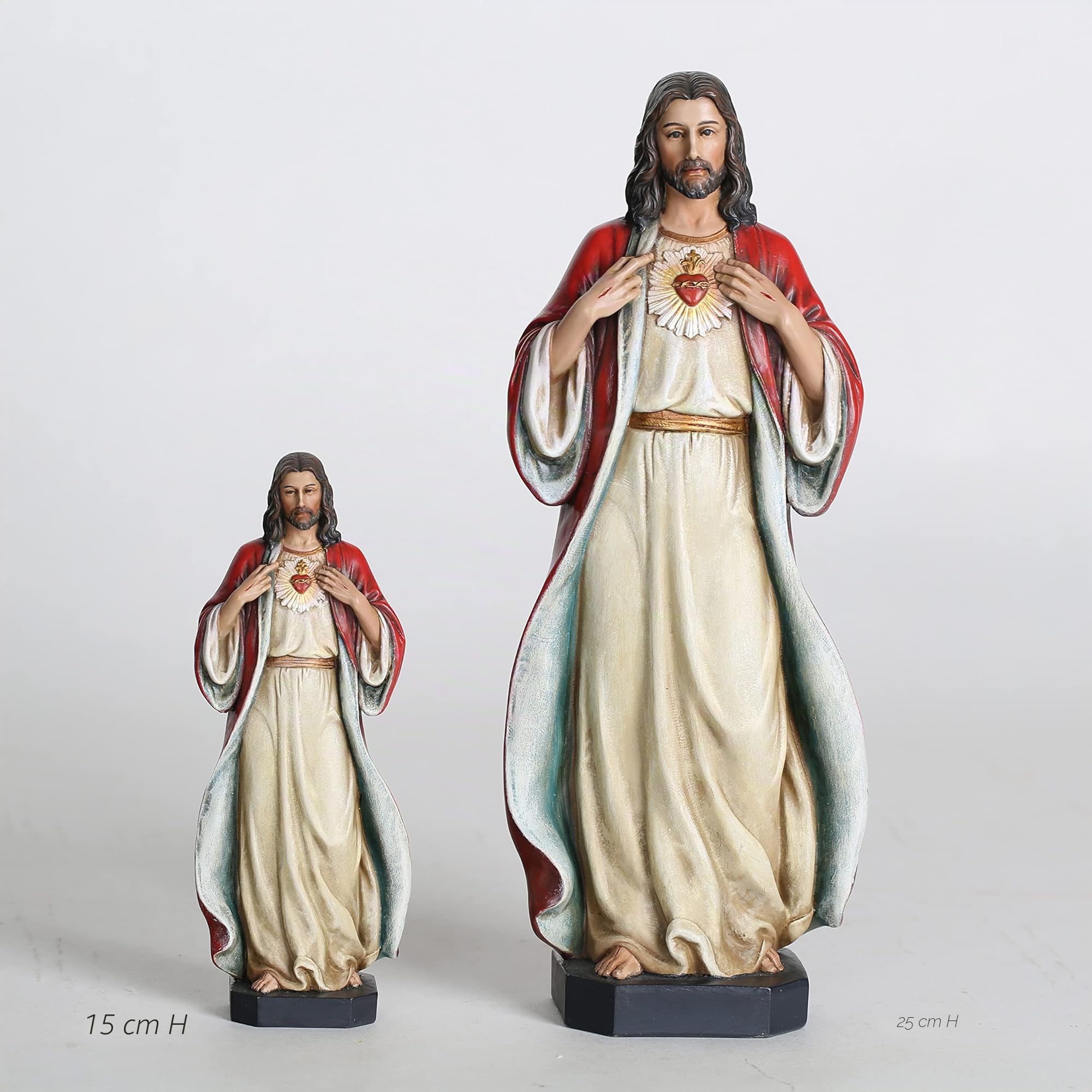 BC BUILDCLASSIC Figura del Sacro Cuore di Gesù, Statue di Gesù, Regali Cattolici 25,4 cm H, Dipinta a mano