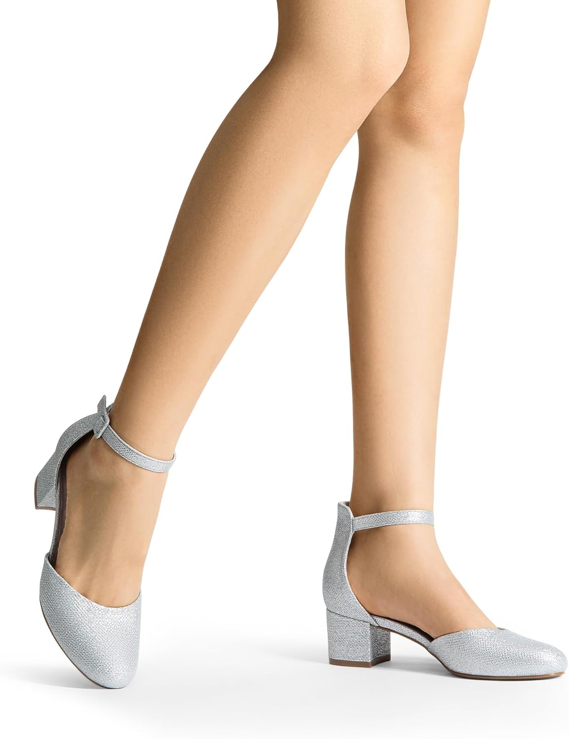 DREAM PAIRS Women's Closed Round Toe Low Block Heels Ankle Strap Chunky Heel Pumps Dress Wedding Office Party Shoes - Image 2