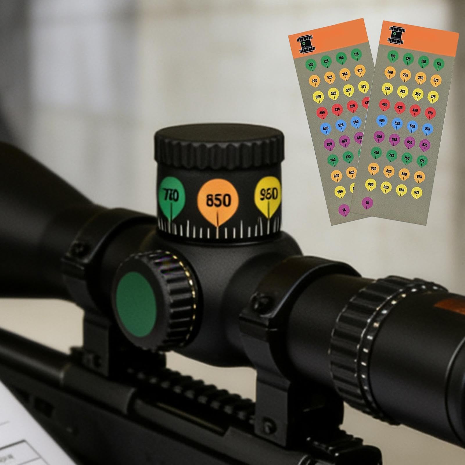 Zielfernrohr-Turm-Aufkleber – Maßgeschneidertes Yardage-Höhenband, wetterfeste Kalibrierungsaufkleber | Präzisions-Zielanzeige-Nummern-Set, Optik, Absehen-Identifikationsblätter, Schießausrüstung, Zub