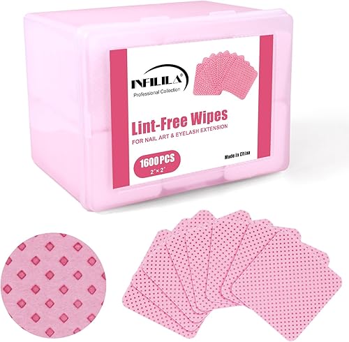 INFILILA - Toallitas de uñas sin pelusas, 1600 almohadillas quitaesmalte de uñas, suministros de uñas para técnicas de uñas, removedor de esmalte de