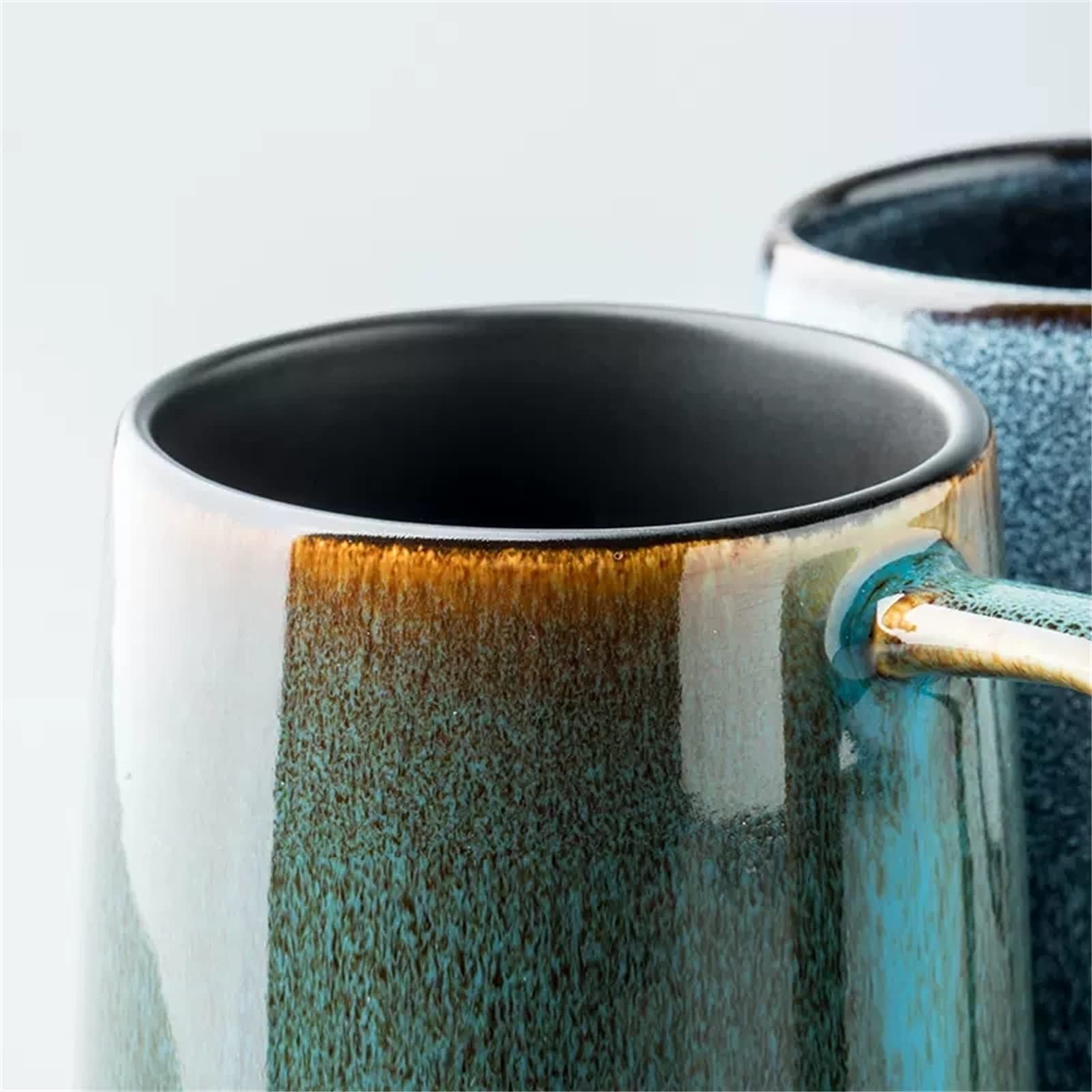 Juego de tazas de café de cerámica con tapa y cuchara, taza de té grande de 23 onzas para oficina y hogar, taza apta para lavavajillas y microondas