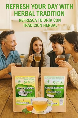 Miniatura 4 de BexpertsUSA - Té de hoja de guayaba (4 onzas) + té de hojas de guanábana (4 onzas) - Té de hojas sueltas silvestres, combo viral 100% natural,