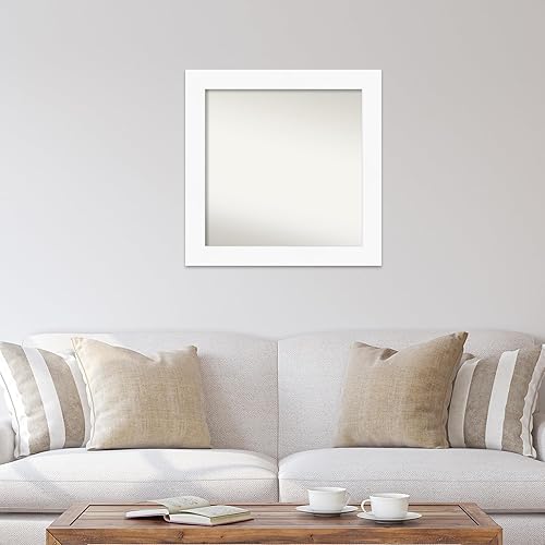 Miniatura 4 de Amanti Art Espejo de baño blanco para sobre el fregadero, 30 x 30 pulgadas, espejo de tocador cuadrado blanco, marco de madera moderno medio, se