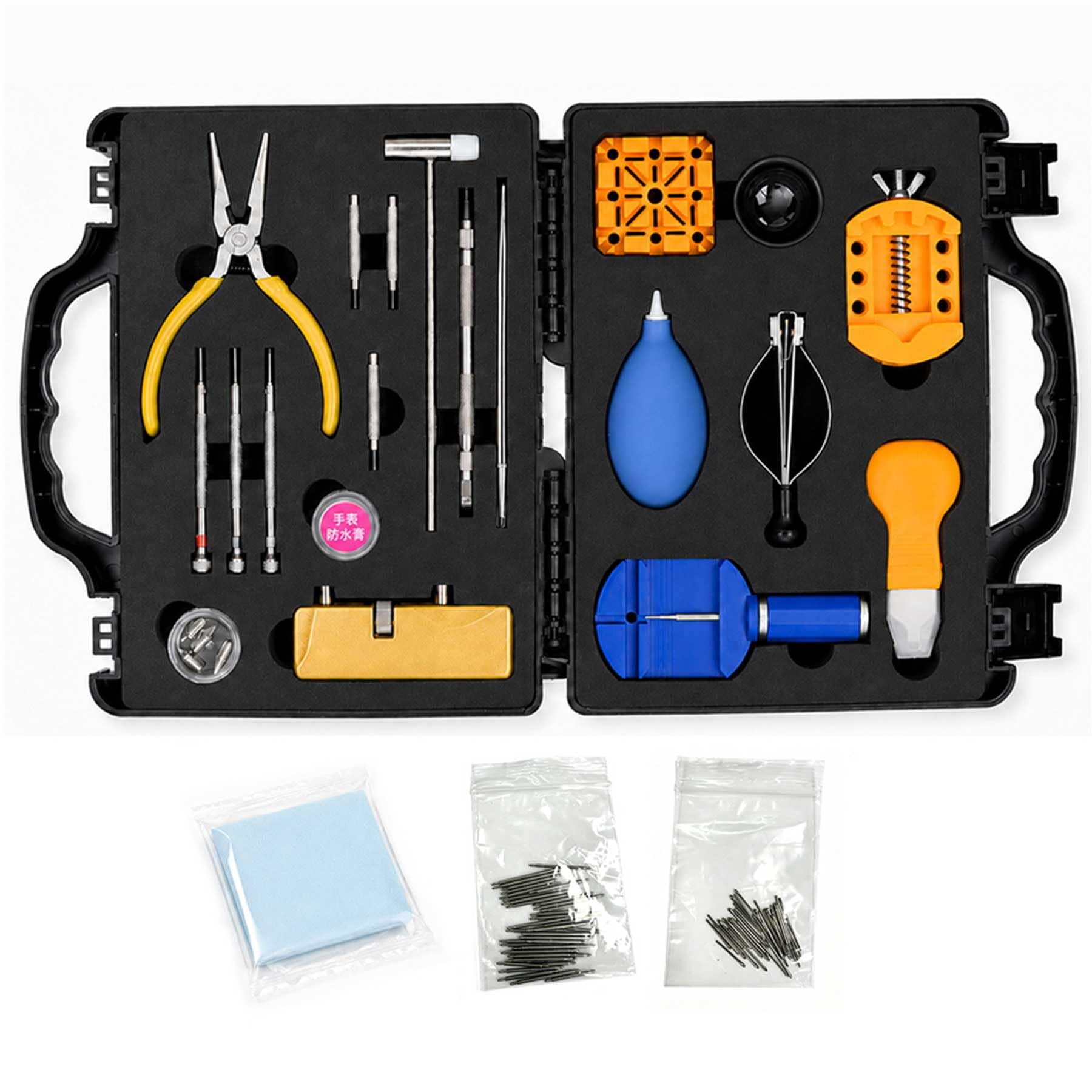 Uhren-Reparatur-Set, Uhren-Gliederentfernungsset, Uhrenbatterie-Ersatzwerkzeug-Set | Uhren-Reparatur, Reparaturwerkzeuge, Federstege, Schraubendreher, Uhrpinzette, Uhrenimprägniercreme, Splintentreiber, Hammer