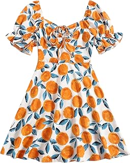 Women's Summer Drawstring Sweetheart Neck Puff Sleeve A Line Short Dress - Buy now