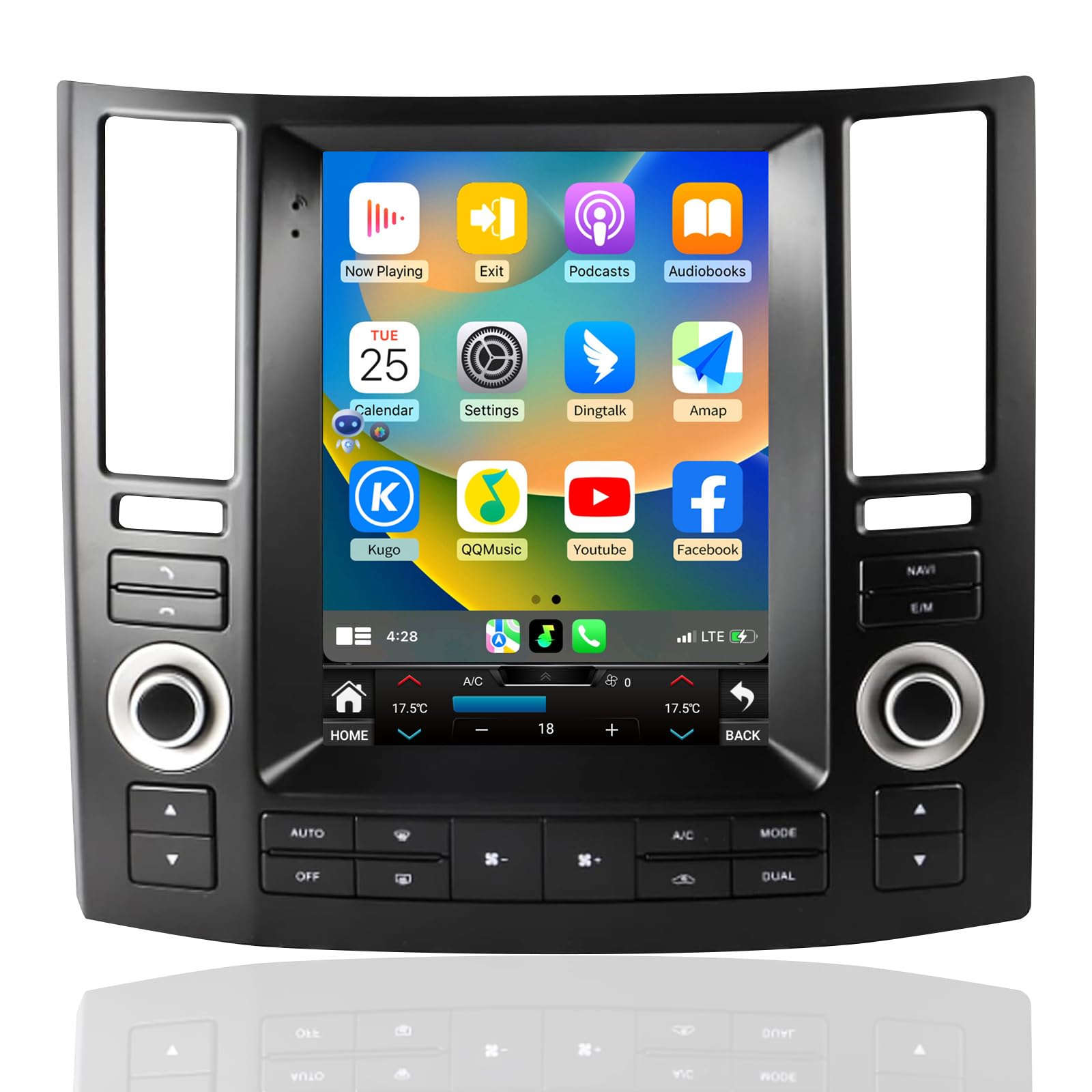 Car Radio for Infiniti FX35 FX45 2007-2009 Stereo Replacement Carplay Android Auto Upgrade Vertical Screen Tesla Style with DSP in Dash Headunit Multimedia Player Car Radio Audio Voice Control