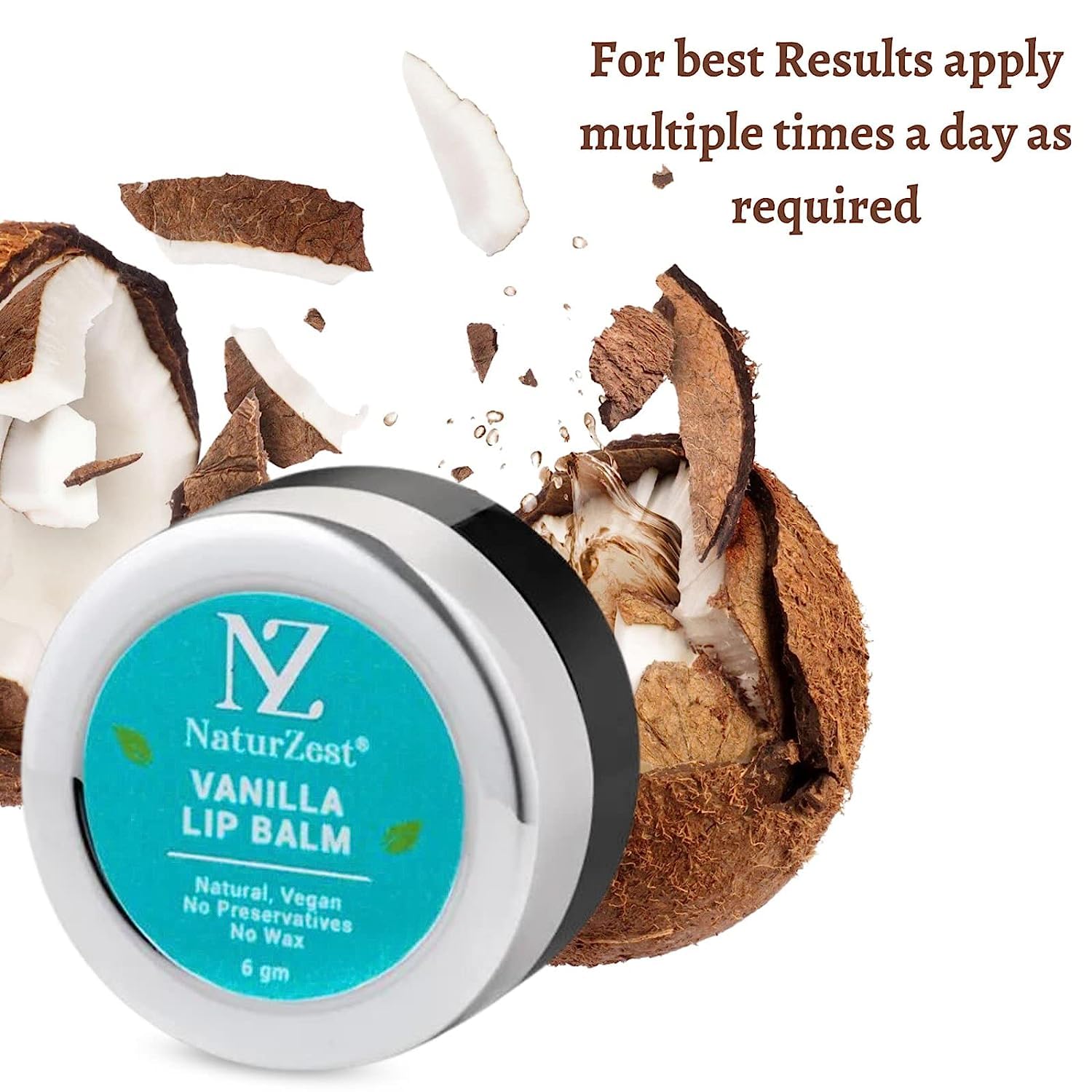 NaturZest Vanilla Lip Balm Moisturizer 100% Natural Treatment Repair Stick for Dry, Chapped & Cracked Lips Care for Men Women Organic Chapstick for Soft Lips | Non-Comedogenic | Vegan | Cruelty-Free 1