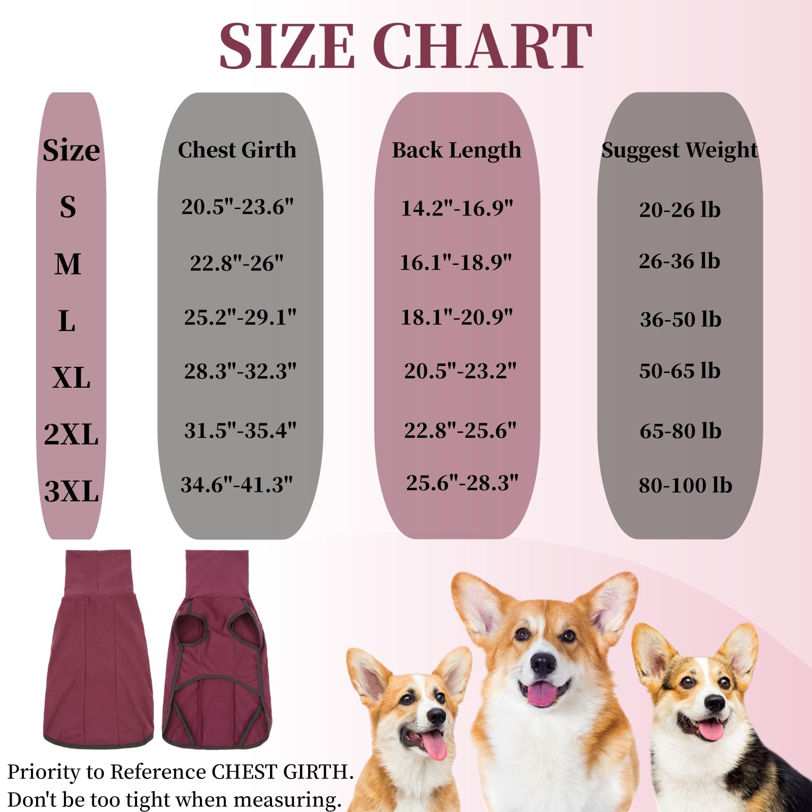 Dog Winter Coat Soft Warm Pullover Pajamas, Windproof Dog Cold Weather Coats, Pet High Collar Vest Jumpsuit Cozy Onesie Winter Clothes Outfit Apparel for Small, Medium, Large Dogs Walk Hike Sleep