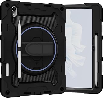 for Huawei Matepad Pro 13.2 inch 2023 Shockproof Case,Heavy Duty Rugged 3 Layer Protective Case Cover W 360 Rotating Grip Bracket+Shoulder Strap,Black