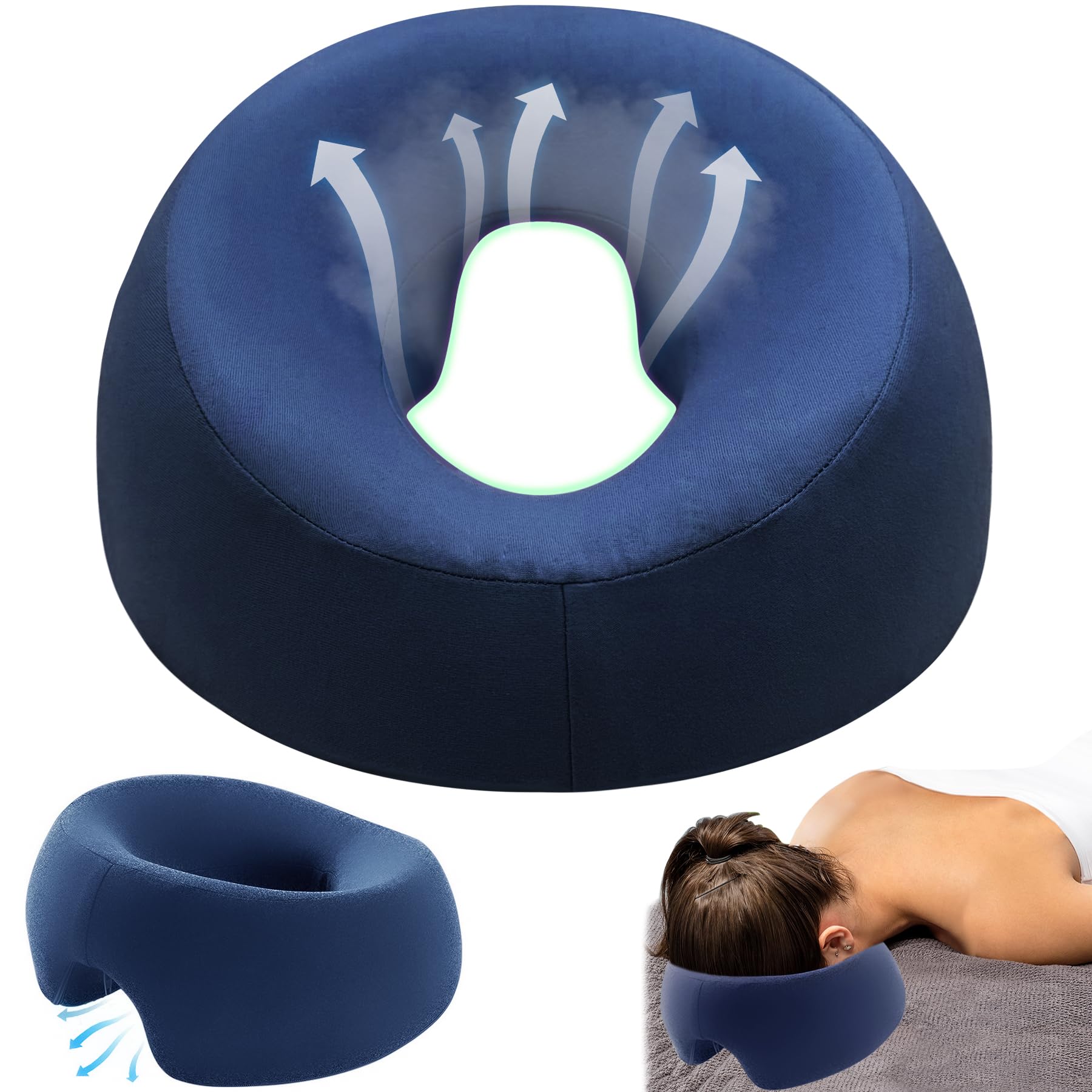 TZEKING Cuscino Per Massaggio Viso,Cuscino Poggiatesta per Lettino da Massaggio,Cuscino a Faccia In Giù,Massaggio a Forma Di U,Cuscino Viso Per Massaggio,Cuscino Per Sonnellini,per spa,scuole e uffici