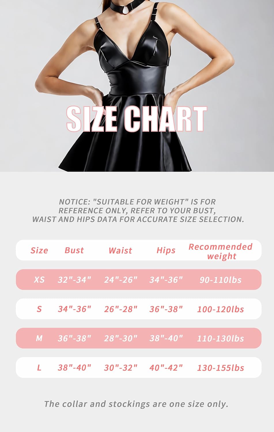 Womens Leather Mini Dress 3Pcs Set with Fishnet Stockings Choker Party