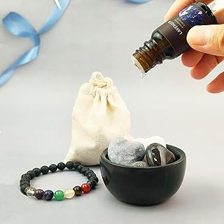 No Water/Electricity Stone Aromatherapy Diffuser and Lava Stone Bracelet Set - Passive Essential Oil Diffuser for Home Office Yoga Gift for Her