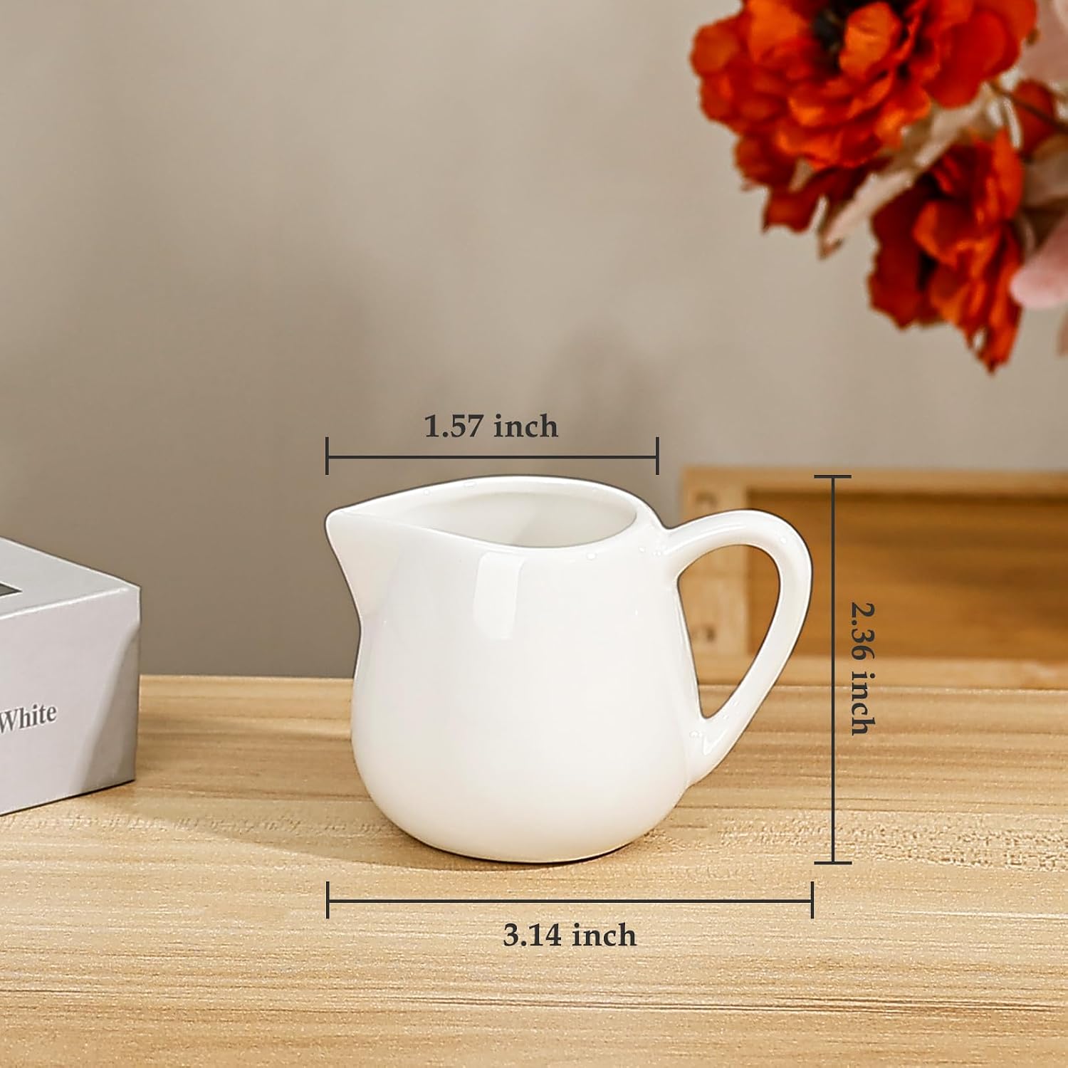 Koythin 2-Piece 2.9oz Mini White Ceramic Cream Pitchers