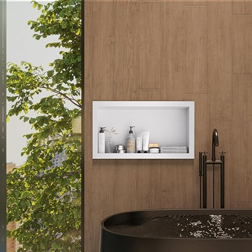 Miniatura 2 de Nicho de ducha de acero inoxidable de 12 x 24 pulgadas, estantes individuales impermeables, organizador de baño sin azulejos, estante de pared