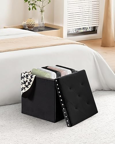 Miniatura 30 de B FSOBEIIALEO Banco otomano de almacenamiento, otomanos plegables con almacenamiento, cajas de almacenamiento extra grandes de 140 litros, banco