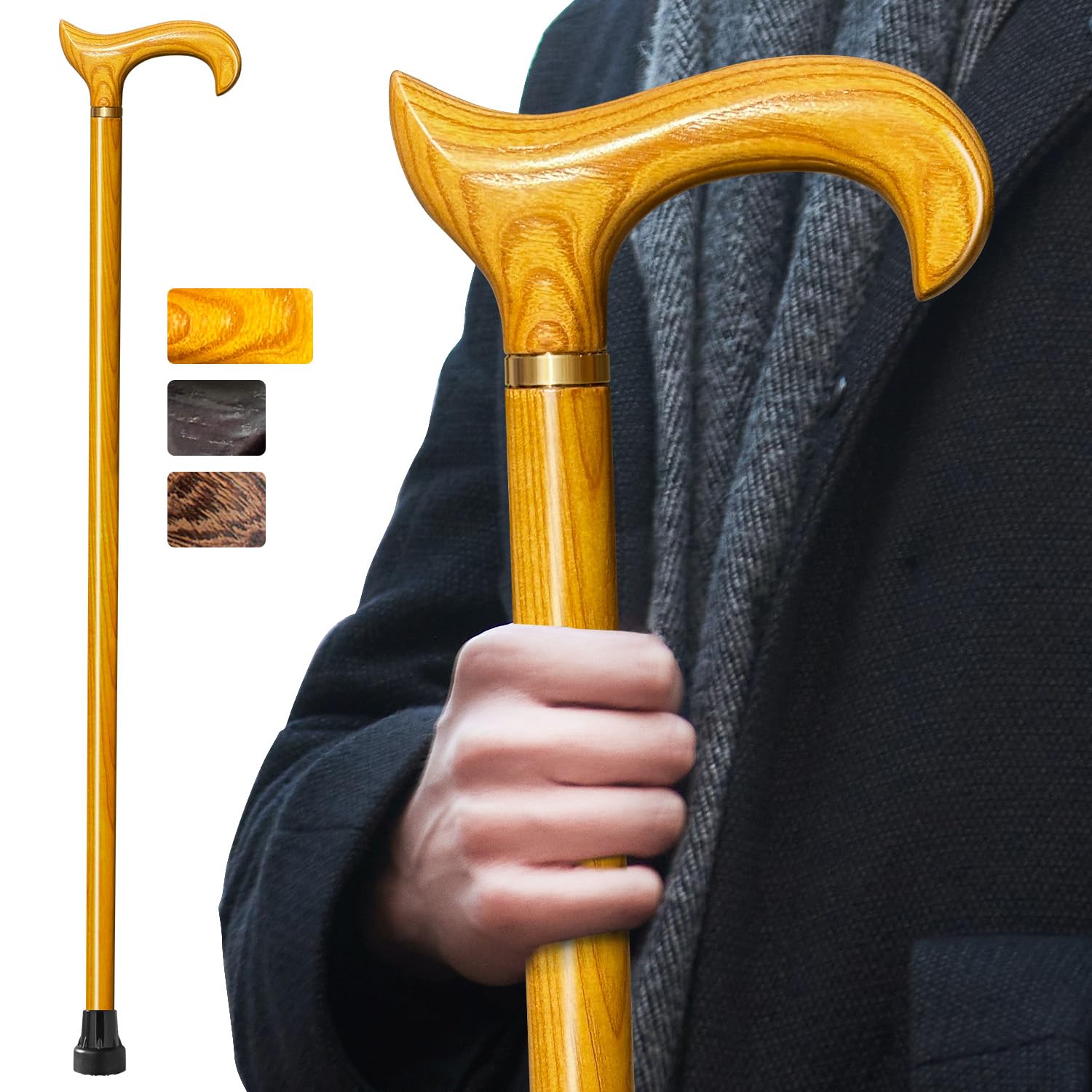 Bastoni da passeggio in legno per uomini e donne, fatti a mano, con cuscinetti ad alto carico per anziani, ergonomici, in legno massello naturale, di fascia alta, adatti per regali