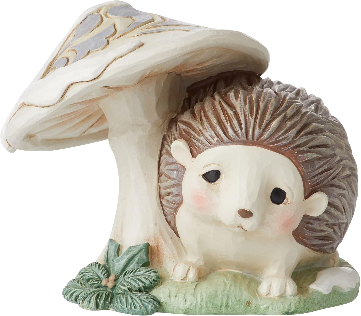 Enesco Jim Shore Heartwood Creek White Woodland Hedgehog and Mushroom Figurine, 3.25 Inch, Multicolor
