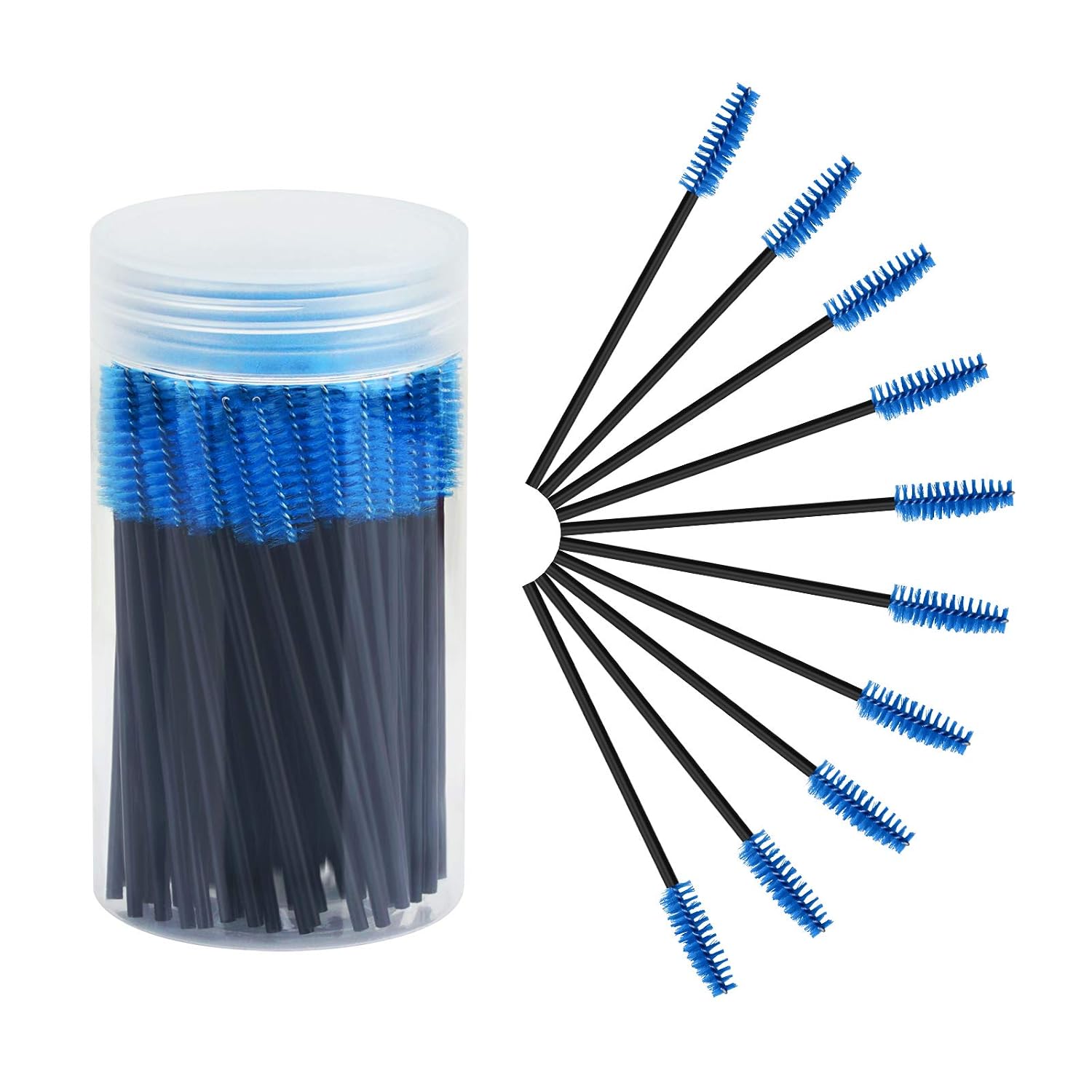 Cuttte 100pcs Disposable Mascara Brushes Wands with Container, Eyelash Brush Spoolie Brushes for Eyelash Extensions and Mascara Use