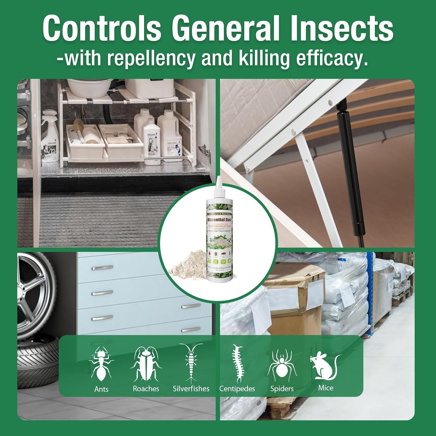EcoVenger Professional Bed Bug Eradication Bundle — DEssential Dust (Peppermint/Lemongrass/Eucalyptus) + ER-22 1 Gallon Concentrate — Kills Bed Bugs, Roaches, Ants & More, 100% Efficacy, Extended Resi