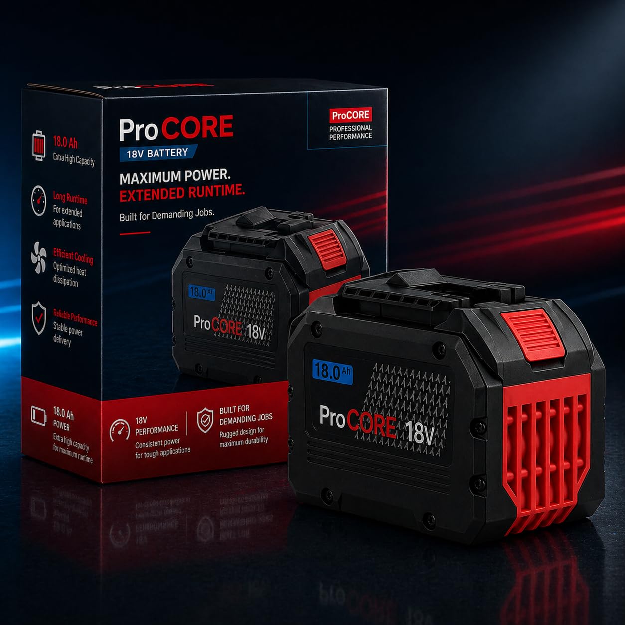 Batería de 18 Ah compatible con sistema Bosch Professional de 18 V, batería de ion de litio de alto rendimiento, para dispositivos GBA/ProCORE, larga duración y alto rendimiento