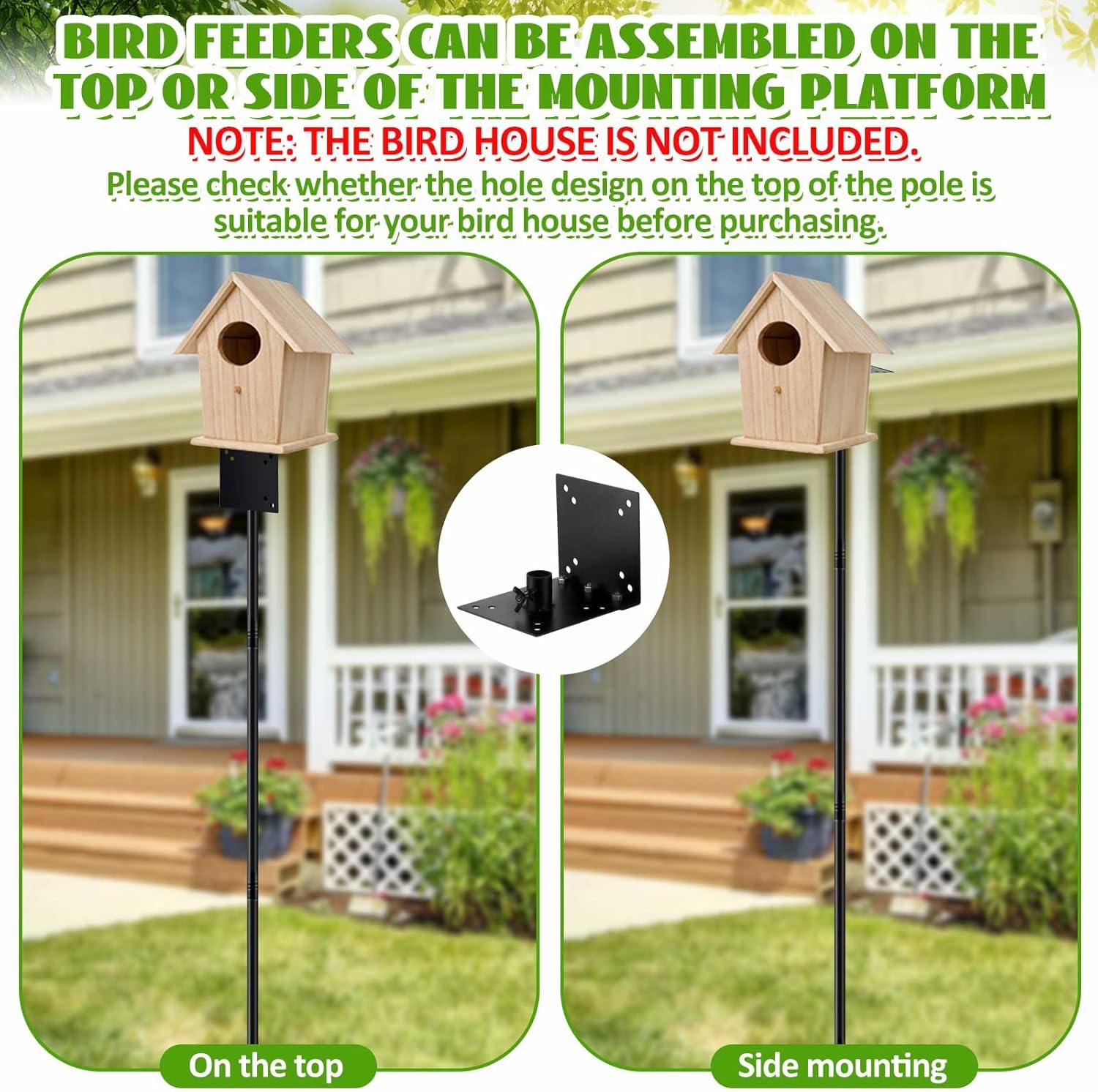 Juexica 2 Set Bird House Poles for Outdoors, 108 Inch/9ft Birdhouse Stands 5 Base Prongs Heavy Duty Adjustable Universal Mounting Pole for Bluebird Hummingbird Wild Birds(Bird House is Not Included)