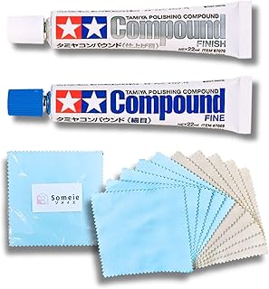 Tamiya Polishing Paste Fine Compound 87069&Finishing Compound 87070&Compound Applicator Cloths in Two Colors, 5 Sheets Each, Total 10 Sheets Set