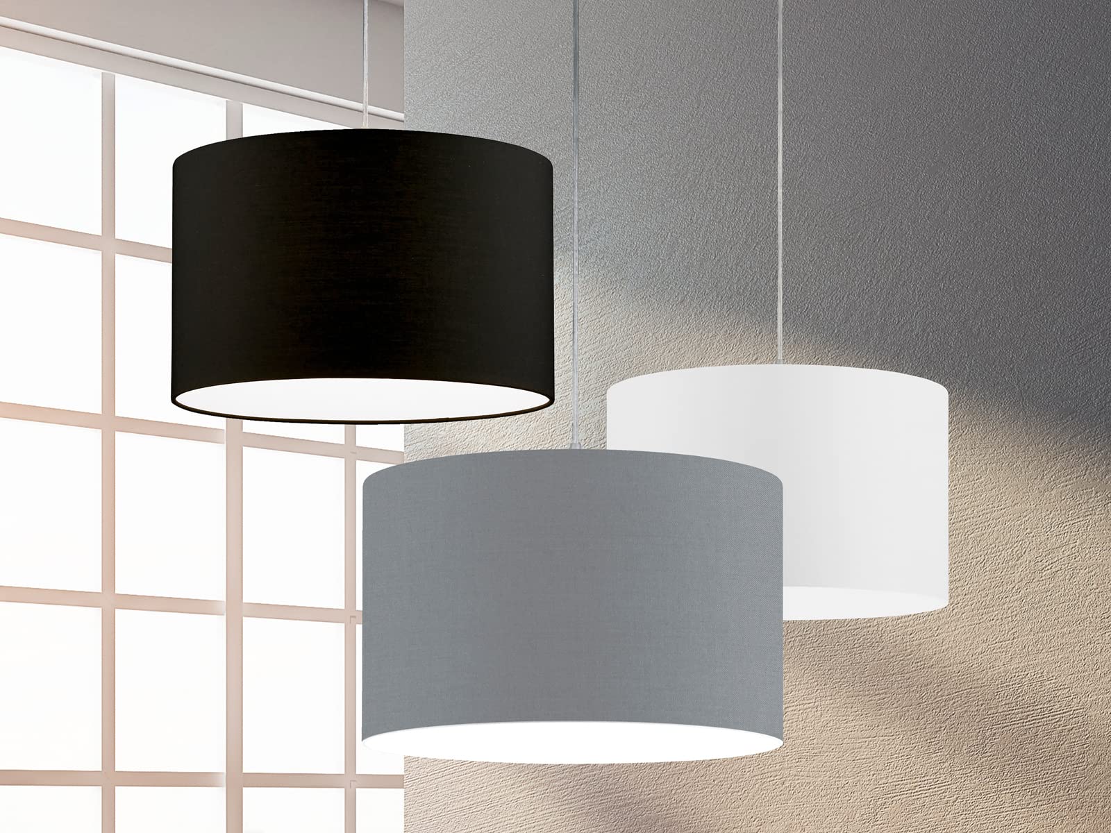 Trio 303300101 Lampadario in Nichel Opaco, Paralume in Tessuto, Bianco