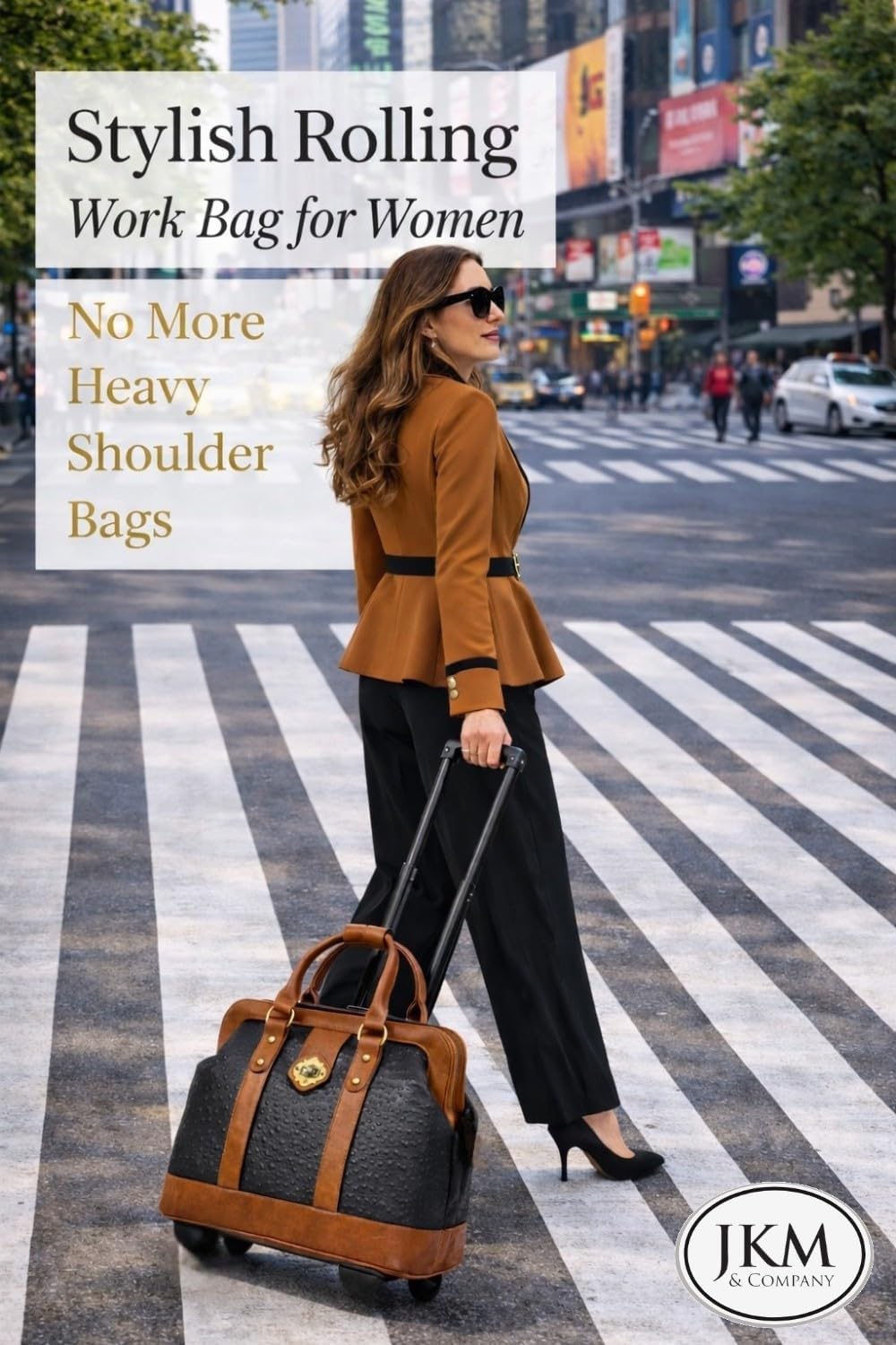 JKM & Company Rolling Laptop Bag for Women | Designer Wheeled Briefcase | Fits 13-17" Laptops | Office Travel Computer Case