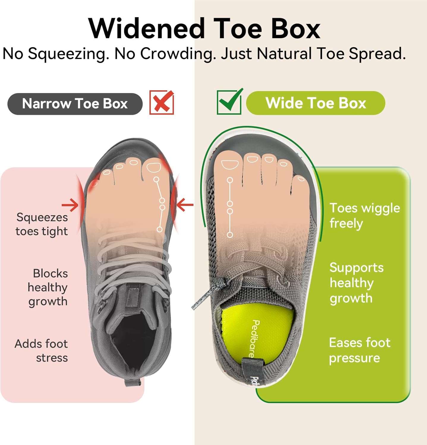 Toddler Barefoot Shoes - Wide Toe Box Zero Drop Flexible Lightweight Sneakers - Breathable Non-Slip Easy On/Off Skin-Friendly Minimalist for Indoor Outdoor Walking Running