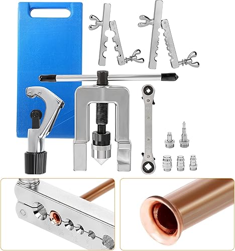 BEAMNOVA Kit de herramientas de abocinación para tubería de cobre, línea de freno, para 18, 316, 14, 516, 38, 716, 12, 58, 34 pulgadas, kit de