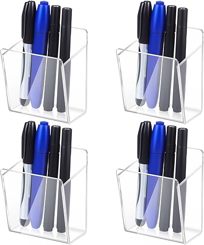 Noveread 4 soportes de marcador de pared para colgar en la pared, organizador de marcadores de borrado en seco con almohadillas adhesivas