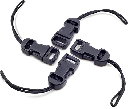 Padwa Lifestyle 4 Pcs Black Quick Release Camera Strap QD Loops Connector Adapter - Camera Quick Release Clip Compatible for All Compact Digital Cameras,Binoculars, Drone Remote Control and USB Stick
