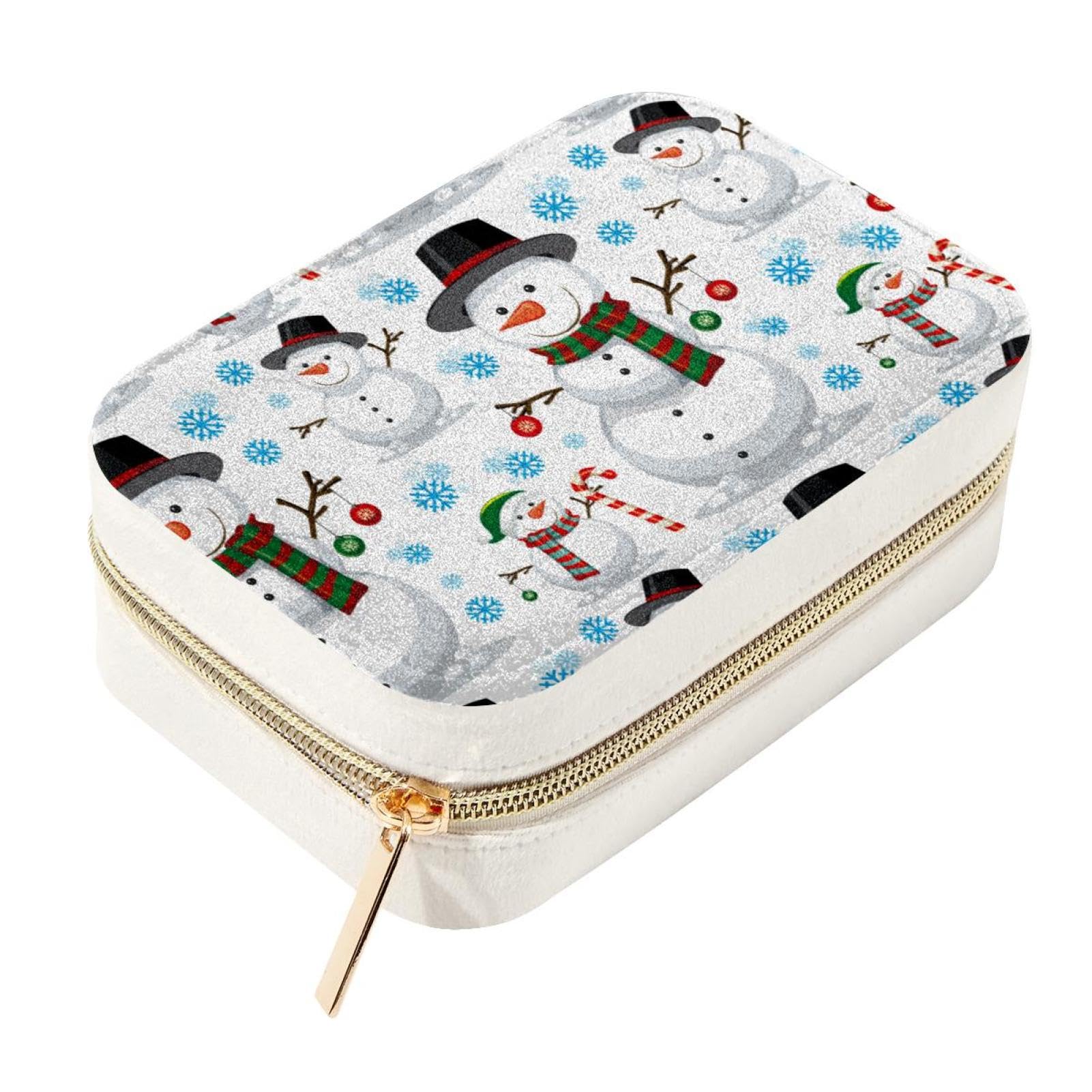 Joyero de viaje de terciopelo azul para escapadas de invierno y Navidad