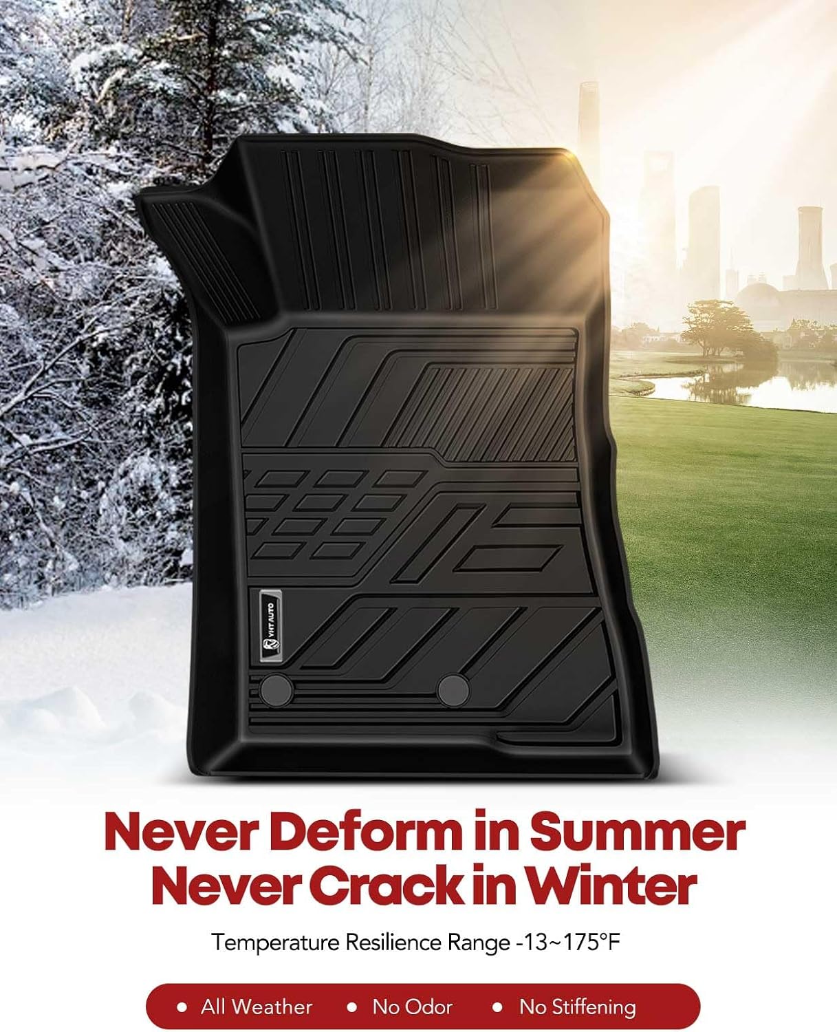 YHTAUTO Floor Mats Fit 2015-2025 Ford Mustang, TPE All Weather Car Mats Waterproof Anti-Slip Odorless Floor Liner, Interior Car Accessories Front & 2nd Row Liner