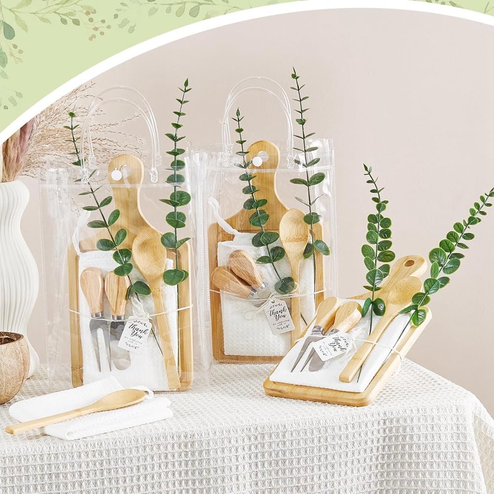 Bambus Käsebrett Butterstreicher Karotuch 4er Set Baby Shower Preise für Spielgewinner Dankeskarten