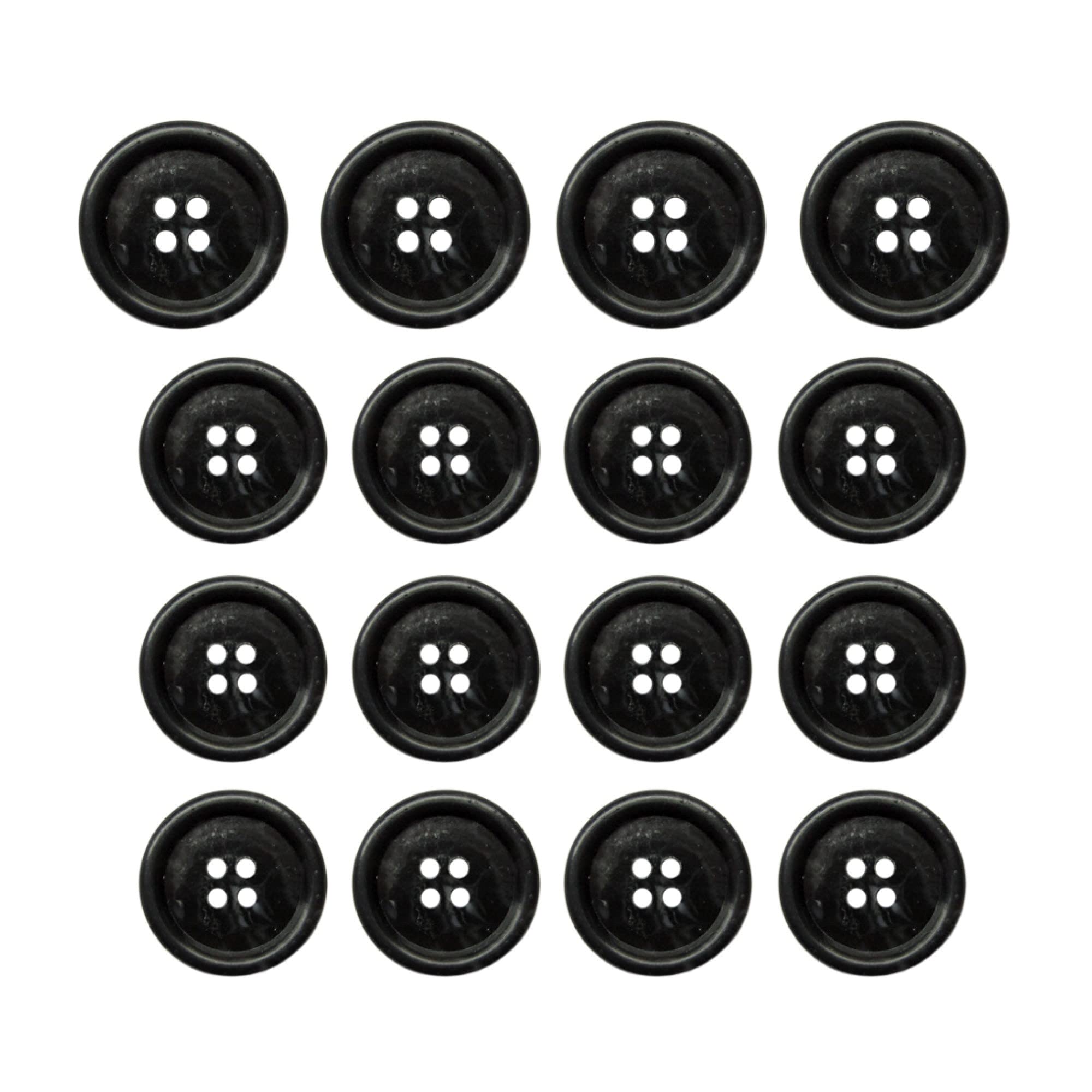 ButtonMode Premium Suit 16pc Set Includes 4 Buttons Measuring 20mm (Over 3/4 Inch) for Front, 12 Buttons Measuring 15mm (5/8 Inch) for Sleeves and Pants, Gray Charcoal