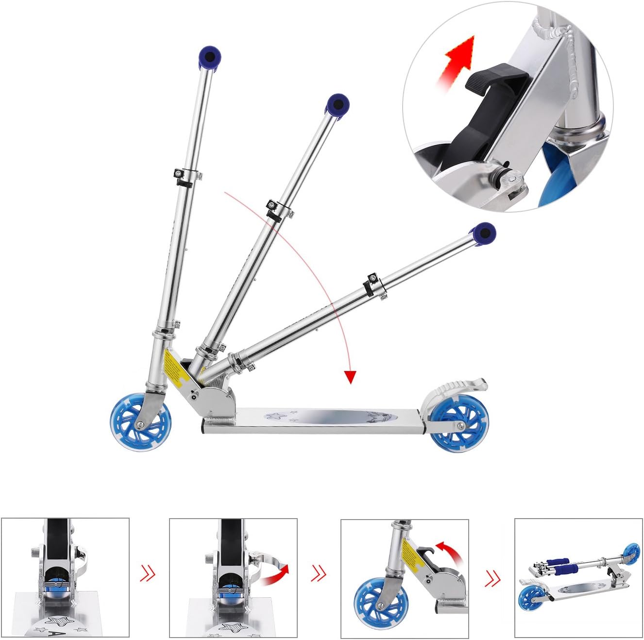 WeSkate Scooter for Kids, Foldable Portable Kick Scooter with Adjustable Height 2 LED Lights Up PU Flashing Wheels, Kids Scooter for Boys Girls Age 3-12