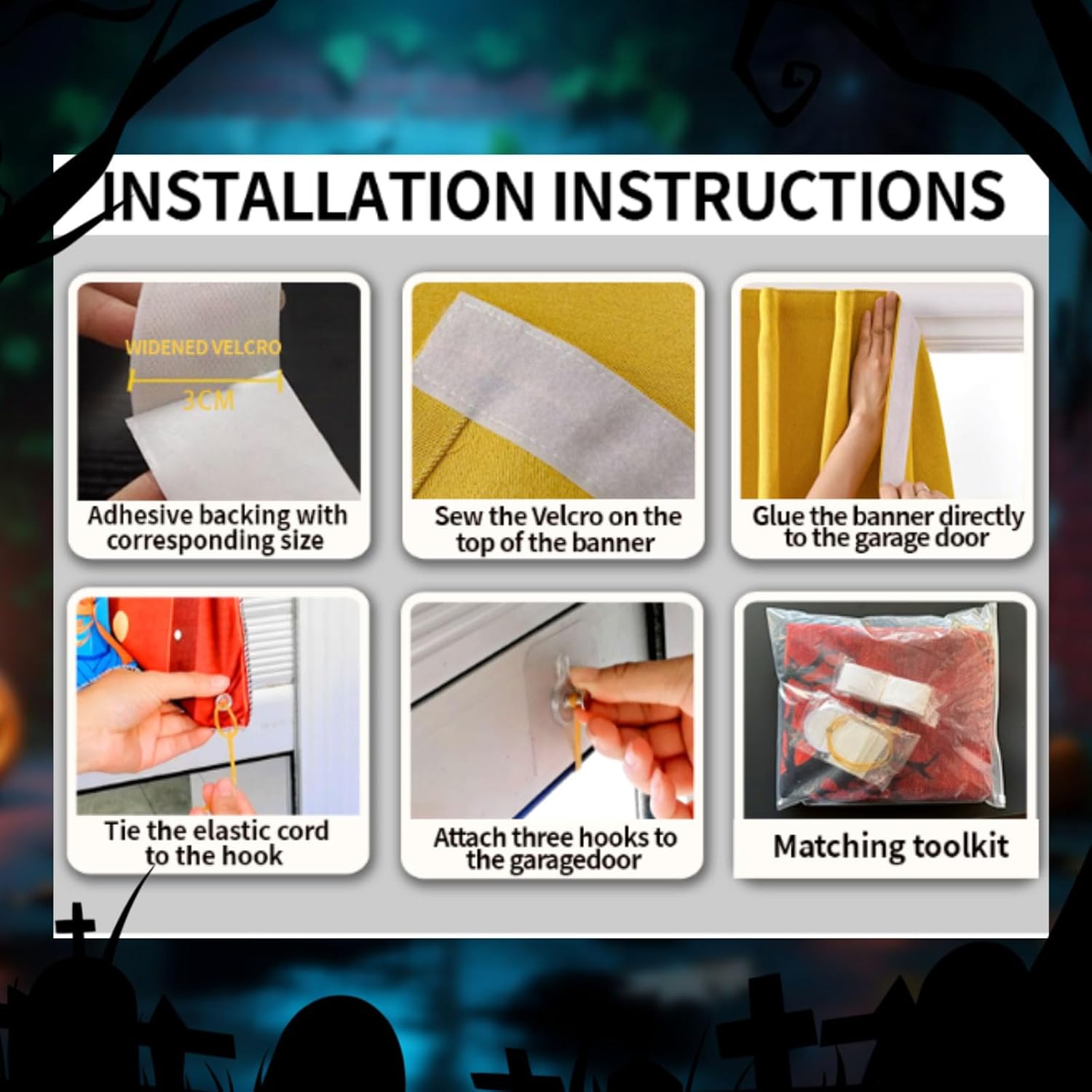 7 X 16 Ft Halloween Garage Door Cover, Large Hanging Pumpkin Backdrop Door Cover, Halloween Garage Wall Decorations, for Outdoor Parties & Photography Background