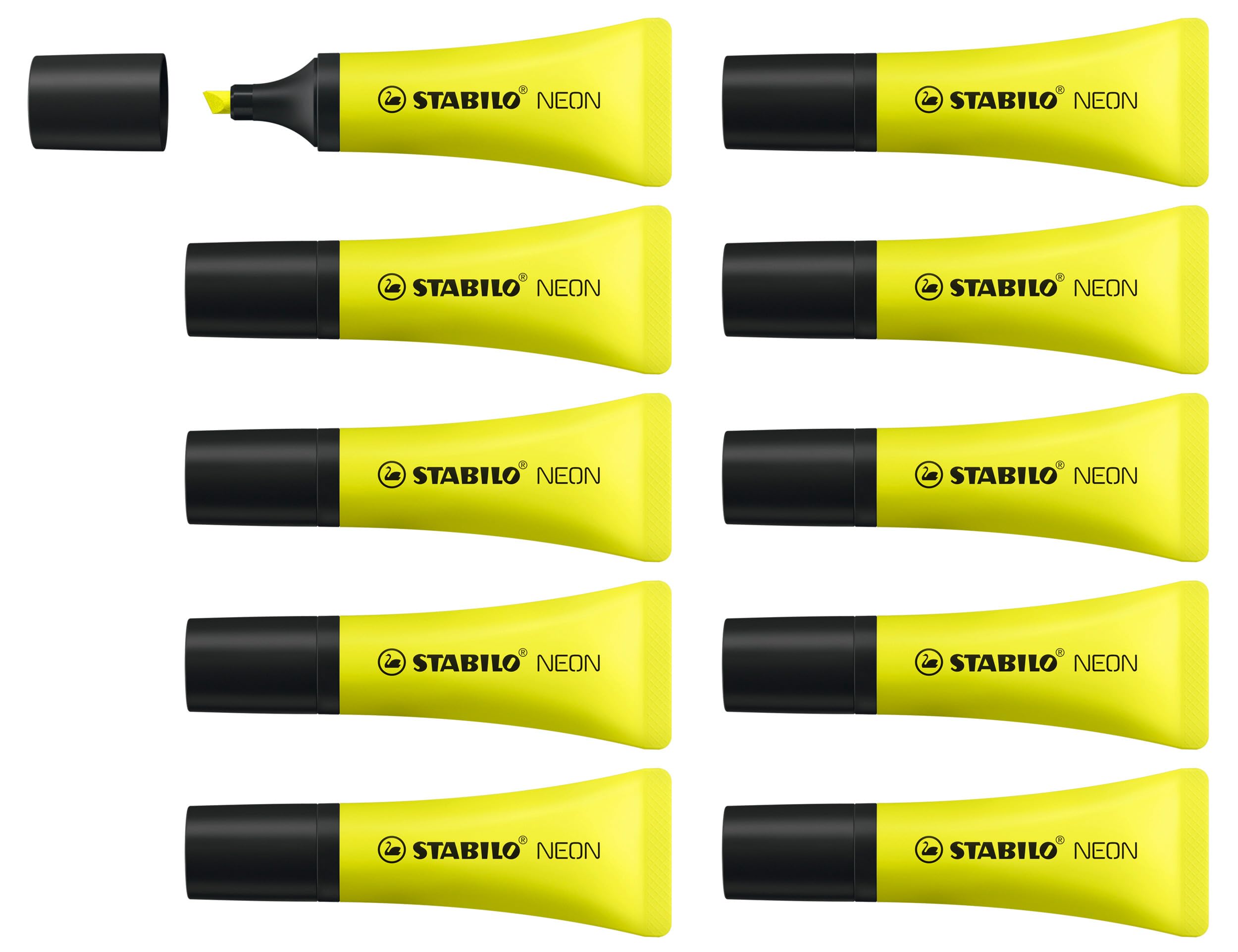 STABILO NEON Highlighter Chisel tip Yellow (Pack 10)