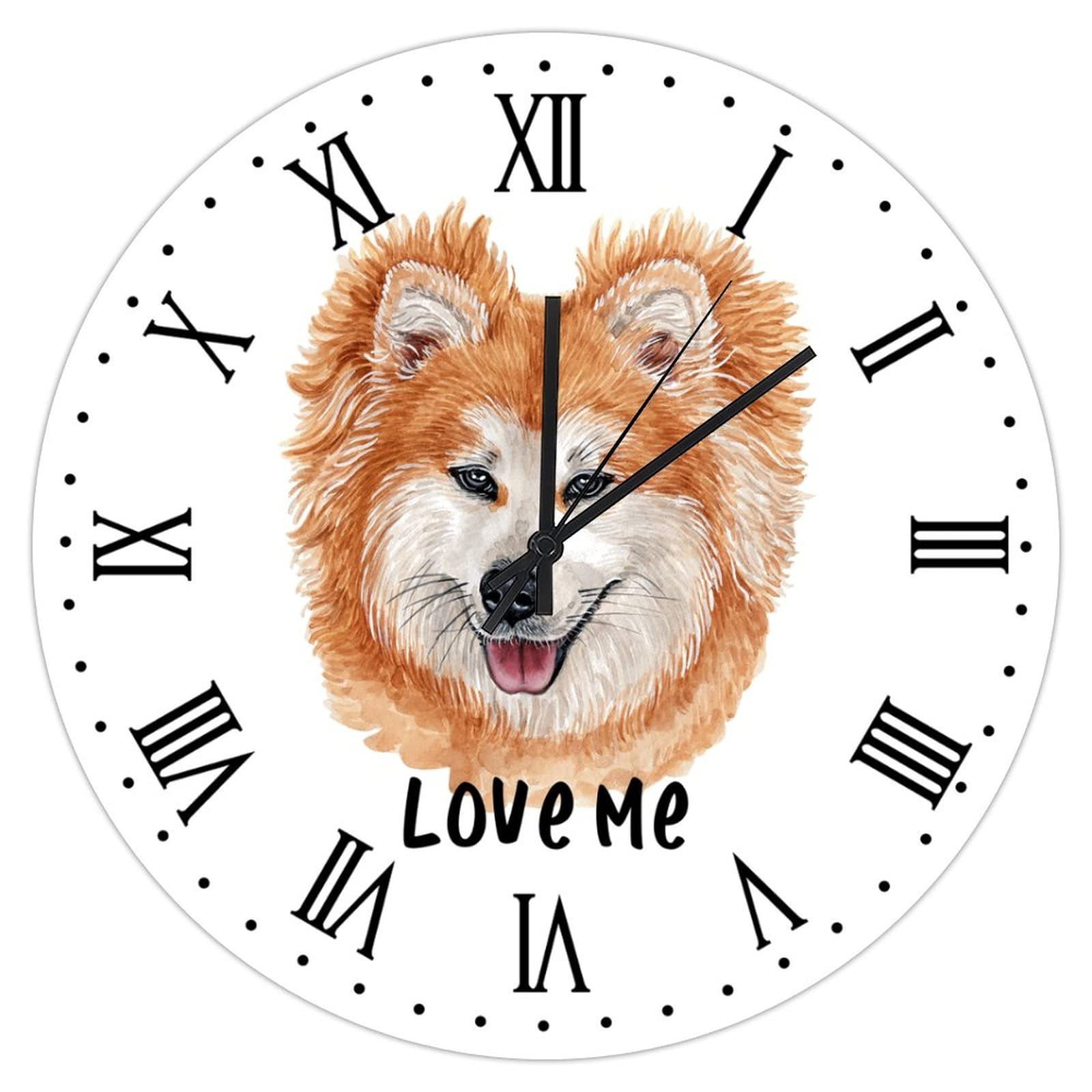 Horloge murale en bois Akita silencieuse de 30 cm