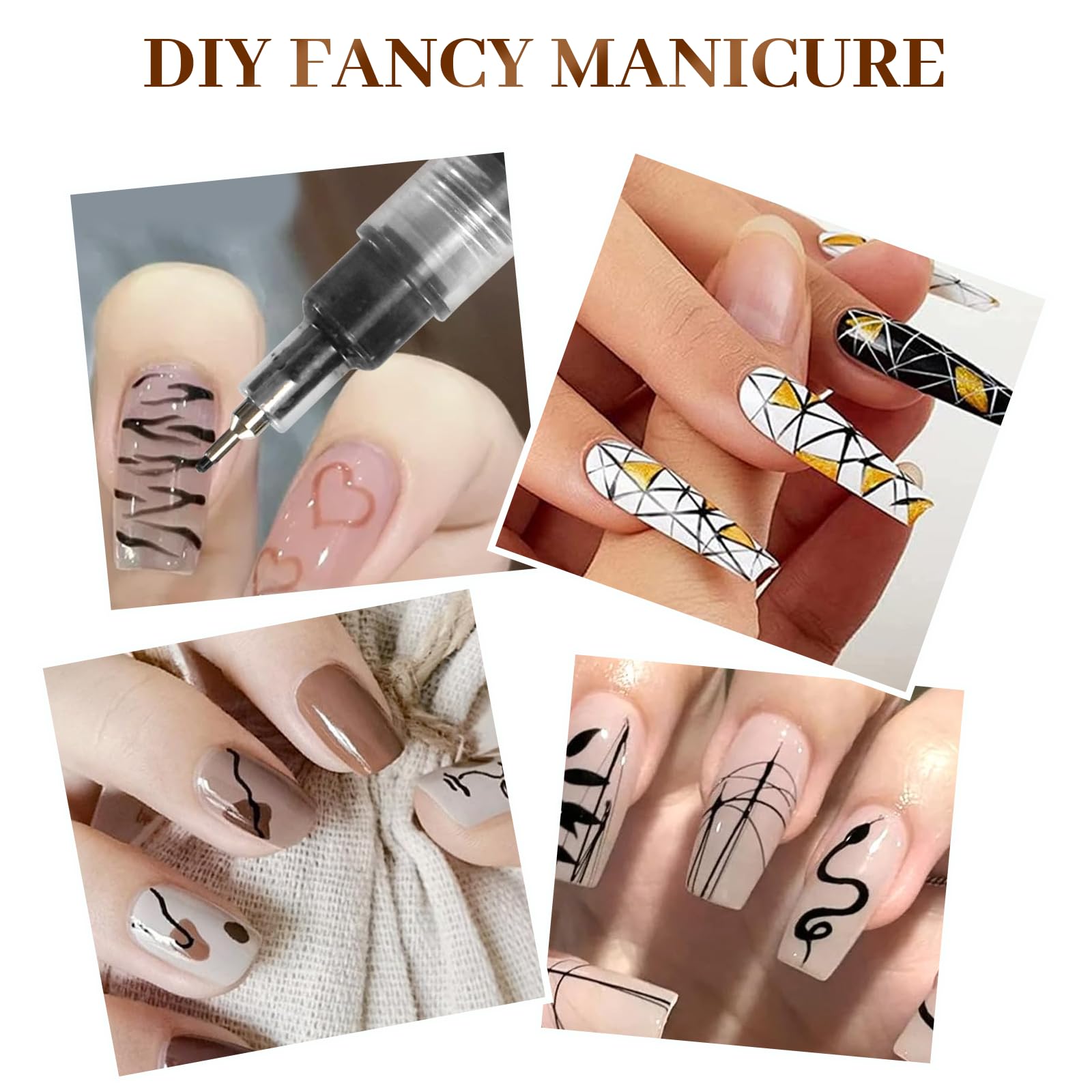 Stylo Dessin Ongles Set, 12 Couleurs Marqueur Nail Art à Base d'Eau, Pointe Fine pour Graffiti et Lignes, Outil de Décoration DIY, Déco Ongle Professionnelle