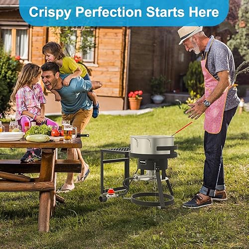 Miniatura 2 de Kit de freidora de pescado para exteriores de 10 cuartos de galón olla de aluminio resistente y canasta de 6.7 cuartos de galón, freidora de propano