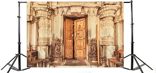 Miniatura 3 de Yeele Telón de fondo de templo hindú indio de 9 x 6 pies para fotografía, religión antigua, templo sagrado, entrada de fondo, mito, galería, puerta,